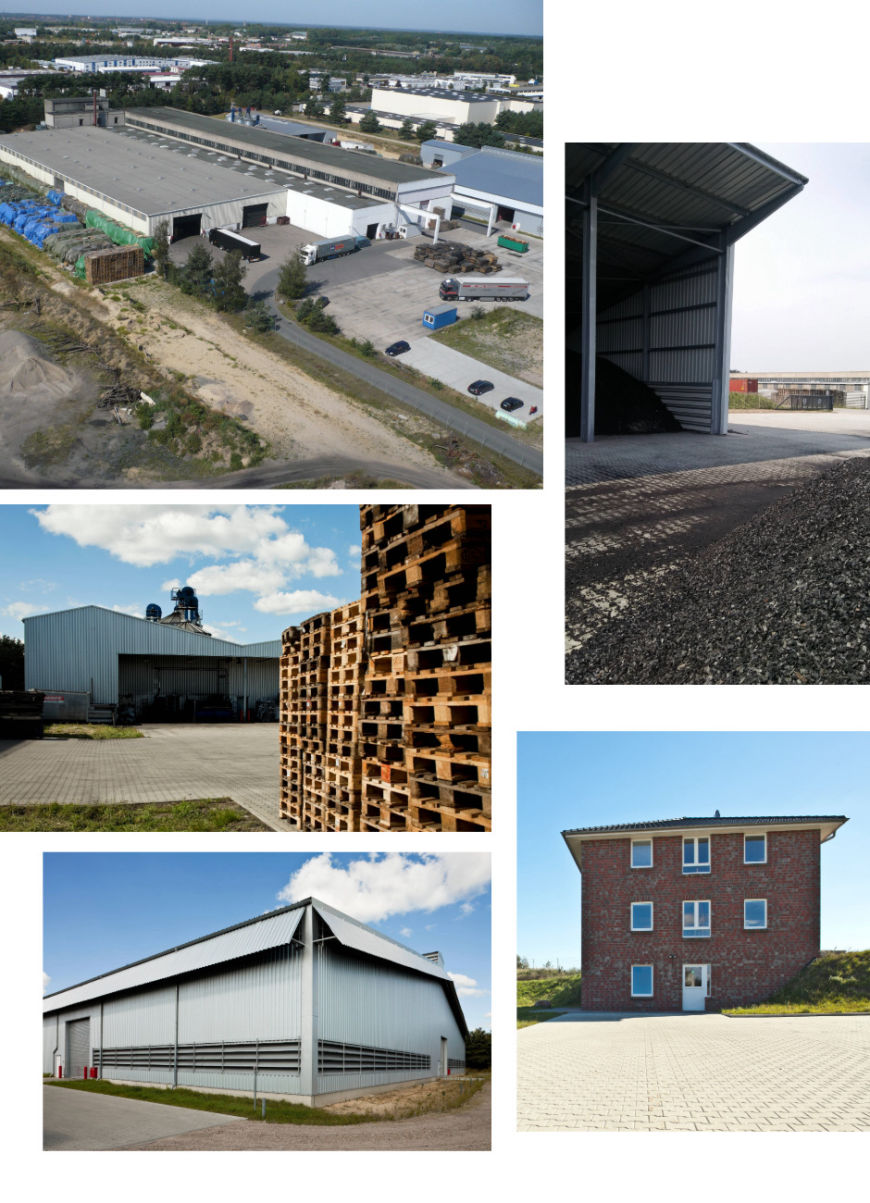 Collage Außenansichten des Holzkohlewerks Lüneburg